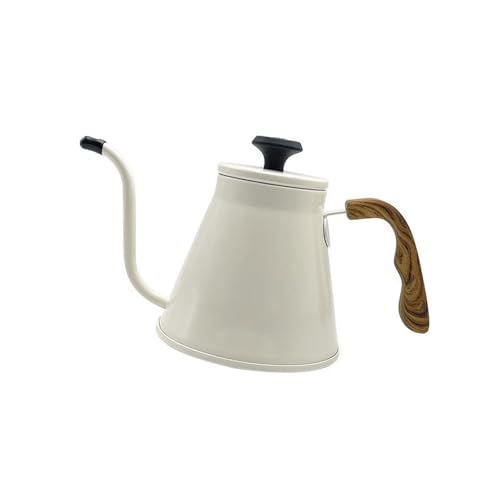1.2L Stainless Steel Drip Coffee Kettles with Integrated Thermometers and Ergonomic Handle for Brewing Modern Design Kettles - color: White