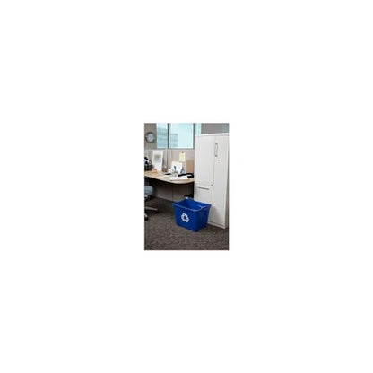 Rubbermaid Commercial Products Stackable Recycling Bin, 14 Gallon, Blue Storage Container, for Garage/Kitchen use for Boxes/Paper Recycle (Pack of 6) - size: 14G