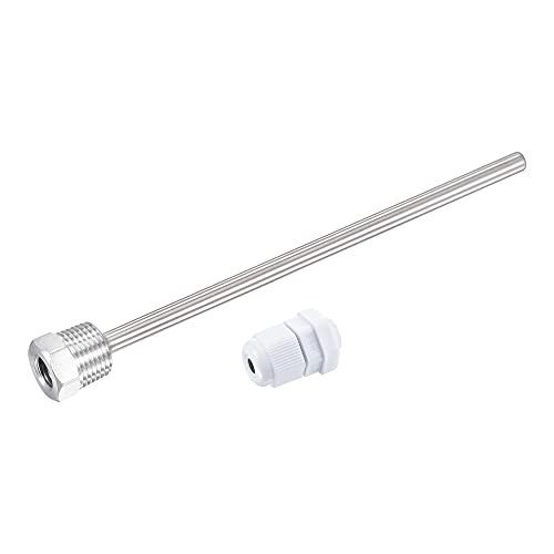 uxcell 8mm Dia G1/2 Thermowell Weldless Stainless Steel 304 with Cable Gland 200mm Length for Beer Fermenter, White - color: White, size: G1/2 x 200mm