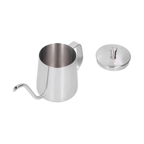 Stainless Steel Gooseneck Pour Over Kettle PTFE Coated Inner Wall Precision Flow Control for Coffee Brewing with Thermometer Hole(350ml)