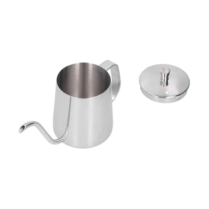 Stainless Steel Gooseneck Pour Over Kettle PTFE Coated Inner Wall Precision Flow Control for Coffee Brewing with Thermometer Hole(350ml)