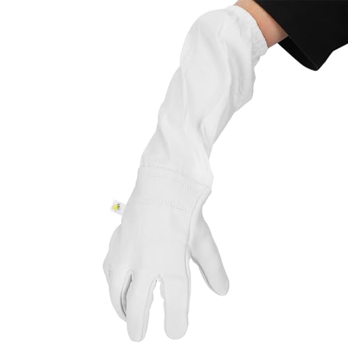 Beekeeping Gloves with Long Protective Sleeves Elastic Cuffs Beekeeper Beekeeping Supplies XL Ergonomic Design Breathable Comfortable for Men Women Beekeepers Faux Goatskin Black