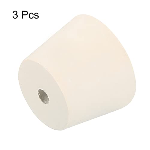 MECCANIXITY Rubber Tapered Plug 32mm to 42mm with 8mm Hole Test Tubes Bungs Stopper White for Lab Home 3 Pieces - size: 32mm to 42mm