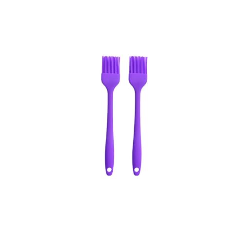 Silicone brush, Oil Brush for BBQ Kitchen Cooking Baking and Grilling (2 PCS,purple) - color: Purple