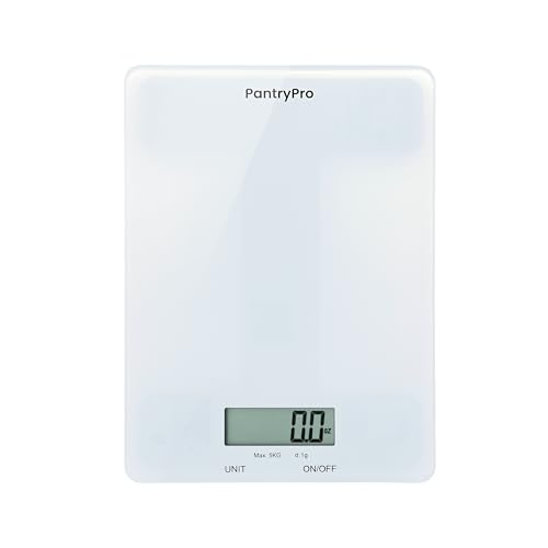 Glass Platform Digital Kitchen Scale - for Food Coffee Lab - LCD Display gram Ounces lb:oz fl.oz ml - 11 LB/5 KG Capacity - Battery Included - White by The Display Guys - color: Glass - White