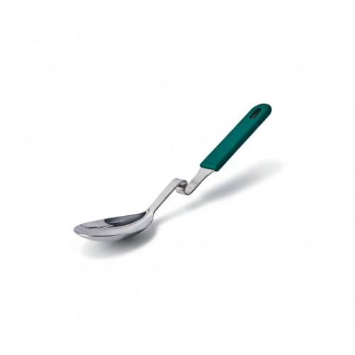 Souper Cubes + Lori Greiner No Mess Stainless Steel Cooking Spoon with Silicone Handle - Stainless Steel Serving Spoon No Mess Design Hooks on Side of Any Pot - Kale - color: Kale, size: Spoon 1-Pack