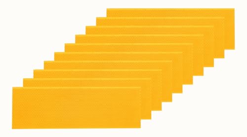 POLLIBEE Beehive Foundation Sheet Beeswax Coated Bee Hive Foundation Sheets Bee Foundation Sheets for Super Bee Frame 10Pcs 5-5/8-inch Medium Beehive Foundation - color: Super-Yellow
