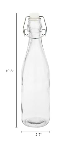 Restaurantware-17 Ounce Swing Top Glass Bottles, 10 Airtight Seal Glass Bottles With Swing Top Lids - Medium, Resealable, Clear Bottle, For Sodas, Kombuchas, Juices - size: 17 oz