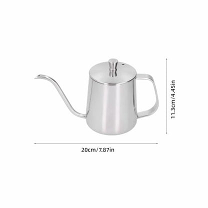 Stainless Steel Gooseneck Pour Over Kettle PTFE Coated Inner Wall Precision Flow Control for Coffee Brewing with Thermometer Hole(350ml)