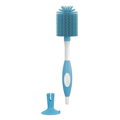 Dr. Brown's Soft Touch No Scratch Baby Bottle Cleaning Brush, Nipple Cleaner and Suction Cup Base for Easy Storage, BPA Free, Blue, 2 Pack - style: 2 Pack, Blue
