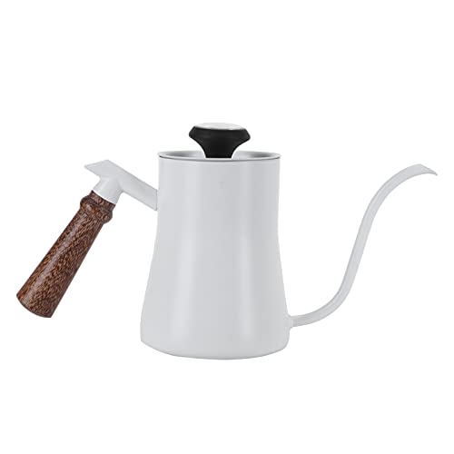 650ml Gooseneck Coffee Kettle Stainless Steel Pour Over Kettle with Thermometer Ergonomic Handle for Precise Brewing Tea Coffee (650ml white) - color: 650ml white