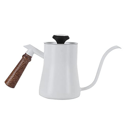 650ml Gooseneck Coffee Kettle Stainless Steel Pour Over Kettle with Thermometer Ergonomic Handle for Precise Brewing Tea Coffee (650ml white) - color: 650ml white