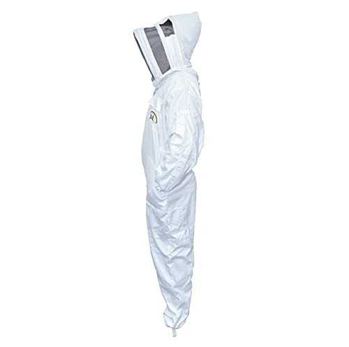 MS Bee Cotton Beekeeper Suit With One Pair Gloves and Fencing Veil - color: White, size: XX-Large