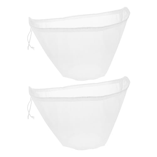 Reusable Fine Mesh Food Strainer Bags 2pcs Detachable Filter Pouches for Soybean Milk Juice Brewing and Kitchen Food Draining, Small 37cm Drawstring Straining Bags for Home Cooking