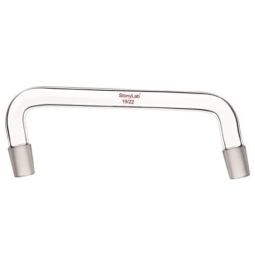 stonylab Glass Distilling Adapter, Borosilicate Glass 75 Degree and 105 Degree Bent Chemistry Adapter with 19/22 Standard Taper Inner Joints, 150 mm Length - size: 19/22 Joint