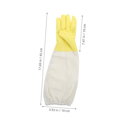 Toddmomy 1 Pair Heavy Duty PU Beekeeping Gloves with Long Sleeves for Gardeners Ventilated Beekeeper's Protective Gear with Elastic Cuffs Safety Gloves for Beekeeping and Outdoor Work
