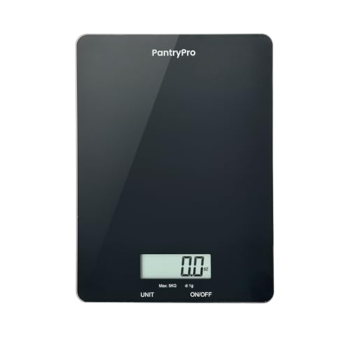 Glass Platform Digital Kitchen Scale - for Food Coffee Lab - LCD Display gram Ounces lb:oz fl.oz ml - 11 LB/5 KG Capacity - Battery Included - Black by The Display Guys - color: Glass - Black