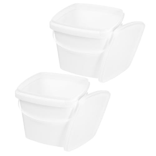 Cabilock 2pcs 5l Square Plastic Buckets with Lids, Food-grade Plastic Small Storage Containers, Portable Handheld Water and Snack Storing Canisters for Kitchen and Household Use