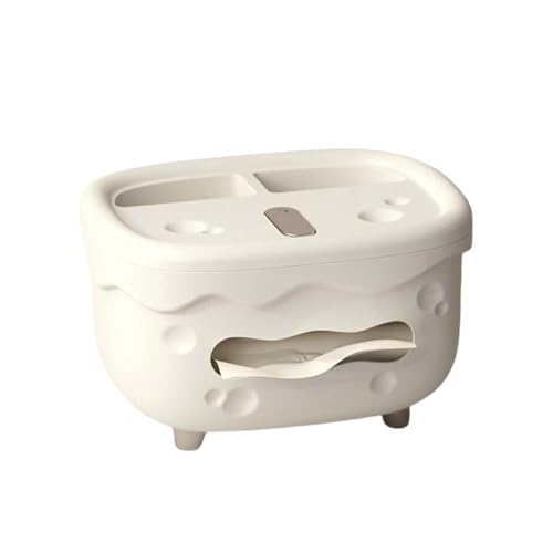 Home Decor Creative Tissue Box Cover with Storage Compartments Refined Cheese Tissue Box(White) - color: White