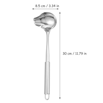 Tofficu 2Pcs Stainless Steel Duckbill Soup Spoon 11.81In Long Handle Sauce Spoon with Spout Ladle for Gravy Oil Drizzling Serving Kitchen and Dining Use