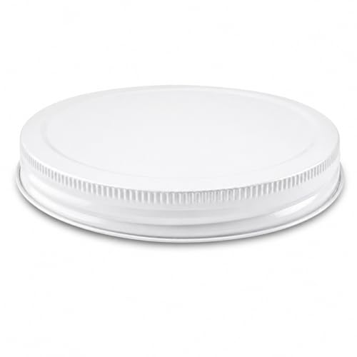 White Metal Lid for 1 Gallon & 1/2 Gallon Wide Mouth Glass Jars – 110mm (4.33") ID & (4.50") OD Fit – Food-Grade, Leak-Resistant Caps (Jars Not Included)