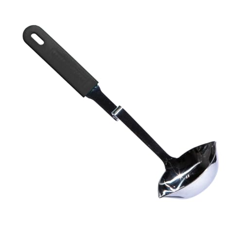 Souper Cubes + Lori Greiner No Mess Stainless Steel Soup Ladle with Silicone Handle - Metal Soup Ladle with No Mess Design That Hooks on Side of Any Pot - Charcoal - color: Charcoal, size: Ladle 1-Pack