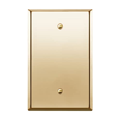ENERLITES Blank Device Metal Wall Plate, Corrosion Resistant, Mid-Size 1-Gang 4.88" x 3.11", Stainless Steel 201, 7701M-PB, Polished Brass - color: Polished Brass, size: Midsize
