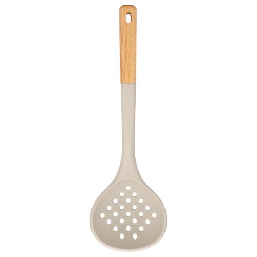Kitchen Ladle Strainer, Large Slotted Spoon with High Heat Resistant BPA Free, Non Stick Cooking Skimmers For Draining & Frying, 13.2inch (Khaki) - color: Khaki