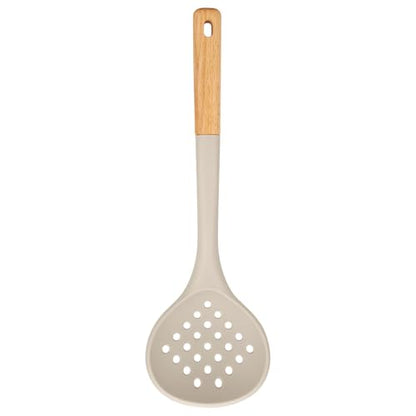 Kitchen Ladle Strainer, Large Slotted Spoon with High Heat Resistant BPA Free, Non Stick Cooking Skimmers For Draining & Frying, 13.2inch (Khaki) - color: Khaki