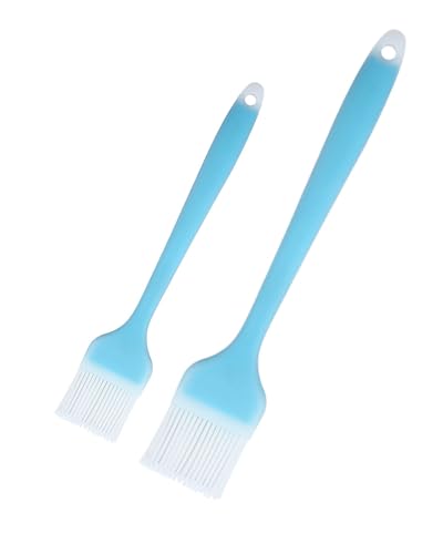 Pastry Brush Silicone Basting Brush for Cooking,2PCS 10+8 in Heat Resistant Food Brushes for Baking, Grilling, Cooking and Spreading Oil, Butter, BBQ Sauce, or Marinade (Blue) - color: Blue