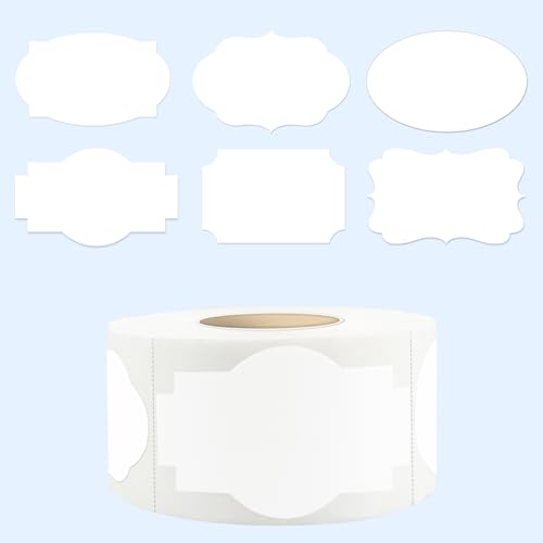 350 PCS Gift Tags Stickers Name Labels Stickers,2" x 1.2" Fancy Shape Stickers Self-Adhesive Handmade Bottle All-Purpose Jar Labels for Presents Cosmetic Decoration Jars Food Craft (White) - color: White, size: 2*1.2 inch