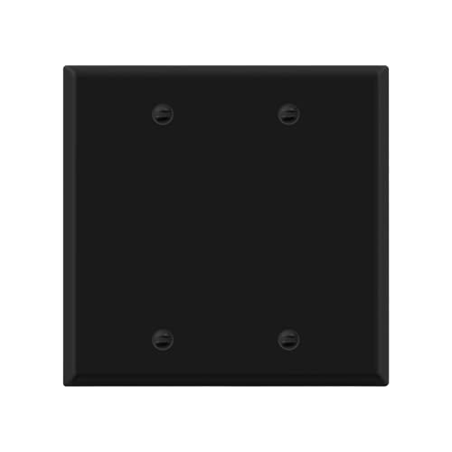 ENERLITES Double Blank Device Metal Wall Plate, Corrosion Resistant, Standard Size 2-Gang 4.50" x 4.57", Powder Coated Stamped Steel, 7702-BM, Black Matte - color: Black Matte, size: 2 Gang