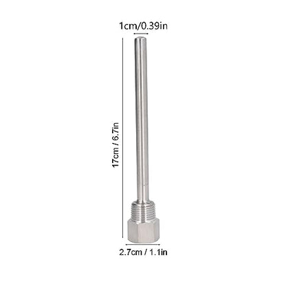 Stainless Steel Thermowell G1/2 Male Thread 6.7 Inch Thermowell Probe Thermometer Sleeve with Durable 304 Stainless Steel for Brew Kettle Temperature Sensor Protection R