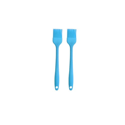 Silicone brush, Oil Brush for BBQ Kitchen Cooking Baking and Grilling (2 PCS,blue) - color: Blue