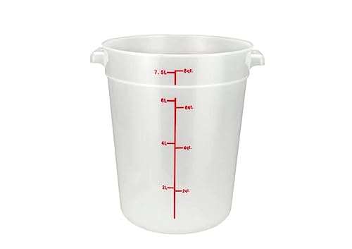 Winco Heavy-Duty Round Food Storage Container, 8 Quart, Translucent