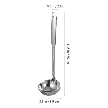MAGICLULU Soup Ladle with Pouring Spout 12.00 Inch Long Handle Soup Spoon Deep Serving Spoon for Gravy Hot Pot Restaurant Kitchen Serving Utensil Hanging Hole