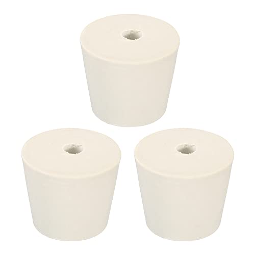 MECCANIXITY Rubber Tapered Plug 28mm to 37mm with 8mm Hole Test Tubes Bungs Stopper White for Lab Home 3 Pieces - size: 28mm to 37mm