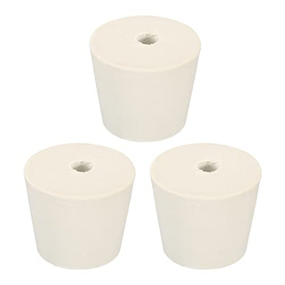 MECCANIXITY Rubber Tapered Plug 28mm to 37mm with 8mm Hole Test Tubes Bungs Stopper White for Lab Home 3 Pieces - size: 28mm to 37mm
