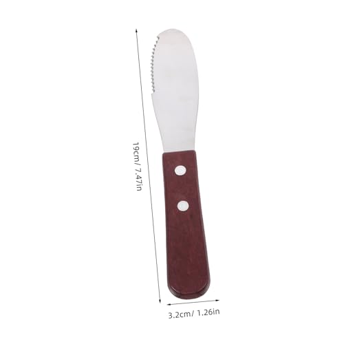 Stainless Steel Cheese Knife with Serrated Edge and Wooden Handle Portable Butter Spreader and Jam Spatula for Baking and Cooking Multi-function Kitchen Tool