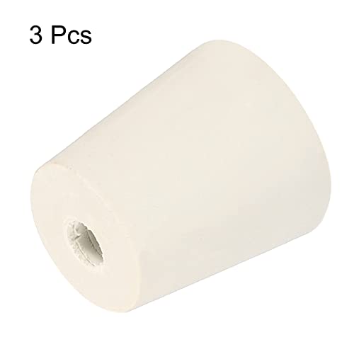 MECCANIXITY Rubber Tapered Plug 25mm to 33mm with 8mm Hole Test Tubes Bungs Stopper White for Lab Home 3 Pieces - size: 25mm to 33mm