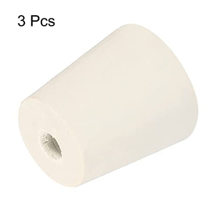 MECCANIXITY Rubber Tapered Plug 25mm to 33mm with 8mm Hole Test Tubes Bungs Stopper White for Lab Home 3 Pieces - size: 25mm to 33mm