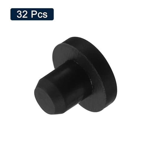 uxcell 32 Pieces Black Rubber Stopper, 8mm Plug Holes for 7.5-7.8mm/0.3-0.31 Hole - size: 8mm