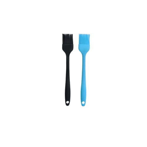 Silicone brush, Oil Brush for BBQ Kitchen Cooking Baking and Grilling (2 PCS,blue&black) - color: blue&black