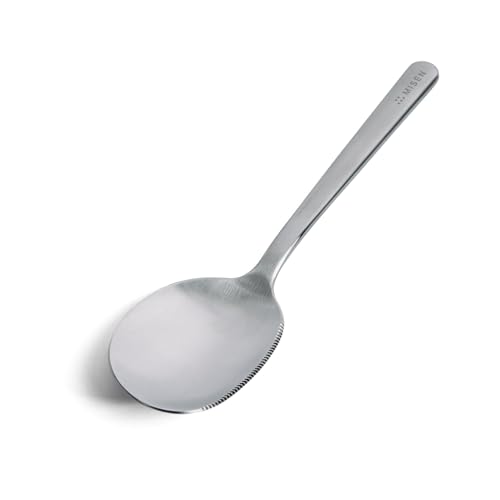 Misen Serrated Chef Spoon – Stainless Steel Multipurpose Cooking Spoon with Cutting Edge for Slicing Avocados Scooping Casseroles Breaking Ground Meat and Serving at the Table - style: Serrated Spoon