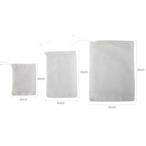 50pcs Spice Bags for Cooking Soup,3x4 In Natural Muslin Drawstring Bag, Reusable Tea Bags for Loose Tea, Small Cheese Cloth Cotton Bag for Straining, Unbleached Cheesecloth Herb Sachet Bag - size: 50pcs-3*4in