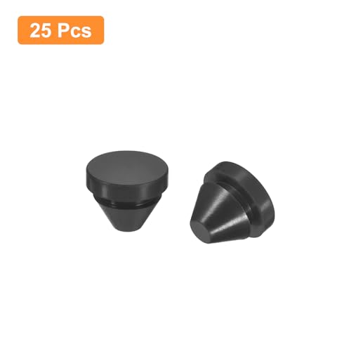 uxcell 25Pcs Silicone Plugs, Rubber Round Snap in Locking Hole Plugs for 9-10mm Hole, Hole Stoppers Waterproof Hole Plug for Metal Tube, Furniture End Caps Inserts, Black - size: 9-10mm