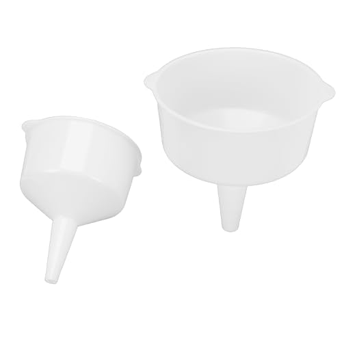 2 Pack White Conical Funnel Set, 2L 4L Wide Mouth Food Grade PP Spouts