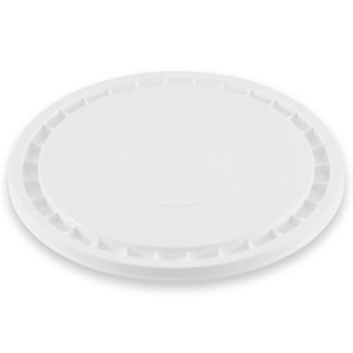 Reusable Easy Peel Bucket Lid for 3.5, 5, 6 & 7 Gallon Buckets – Food Grade HDPE Snap-On Lid Compatible with Most Brand Buckets – Easy Open Airtight White Bucket Cover (1)