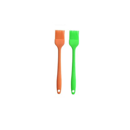 Silicone brush, Oil Brush for BBQ Kitchen Cooking Baking and Grilling (2 PCS,green&orange) - color: green&orange