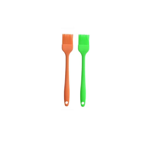 Silicone brush, Oil Brush for BBQ Kitchen Cooking Baking and Grilling (2 PCS,green&orange) - color: green&orange